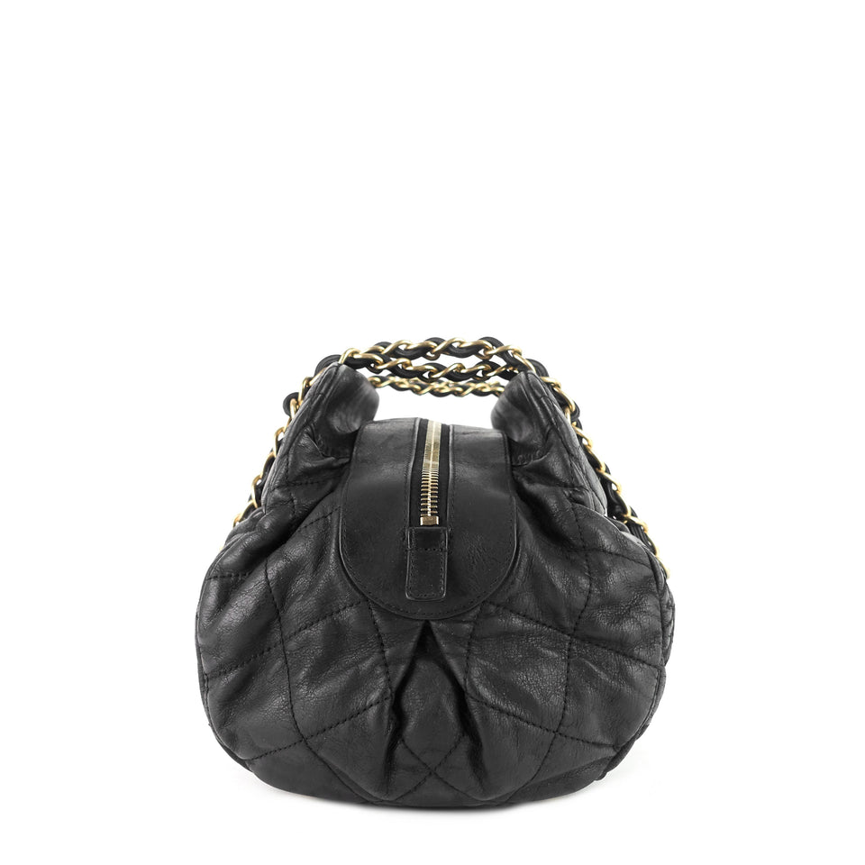 Chanel Chic Quilted Iridescent Calfskin Leather Bowling Bag