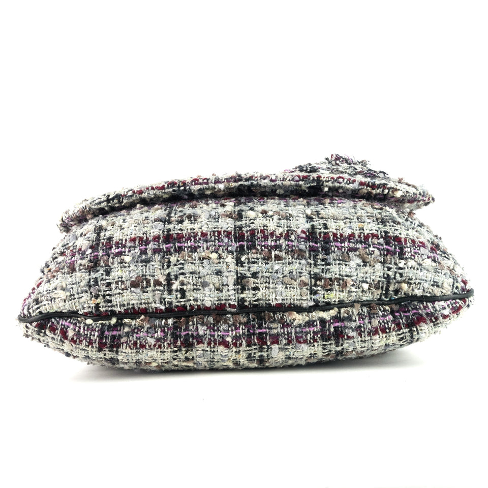 Chanel Floral Appliqué Tweed Messenger Bag