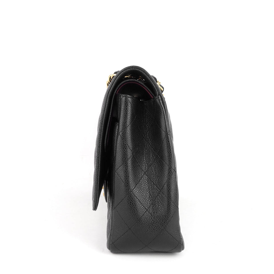 Chanel Double Flap Quilted Caviar Leather Bag