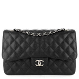 Chanel Double Flap Quilted Caviar Leather Bag