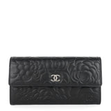Chanel Embossed Camellia Lambskin Flap Wallet
