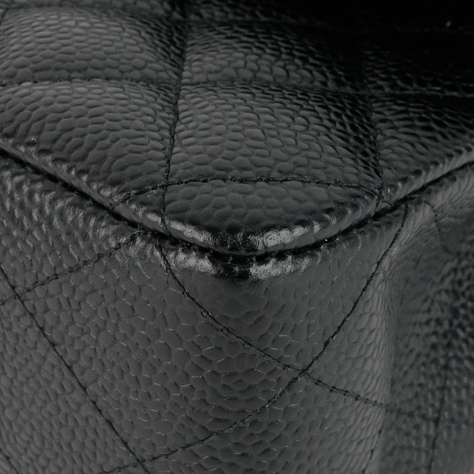 Chanel Double Flap Quilted Caviar Leather Bag