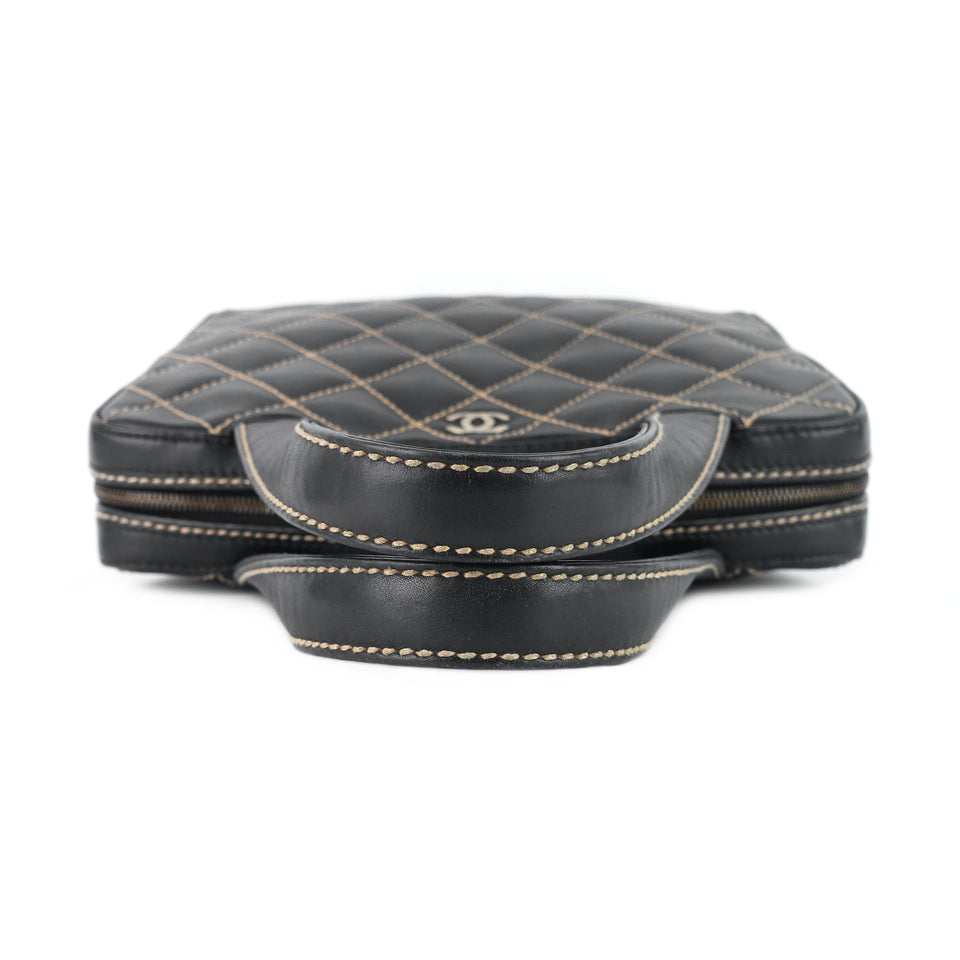Chanel Surpique Top Handles Calfskin Leather Bowler Bag