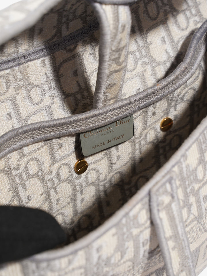 Christian Dior Saddle Bag with Strap Grey Oblique Canvas