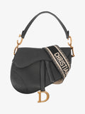 Christian Dior Saddle Bag Black Goatskin Leather