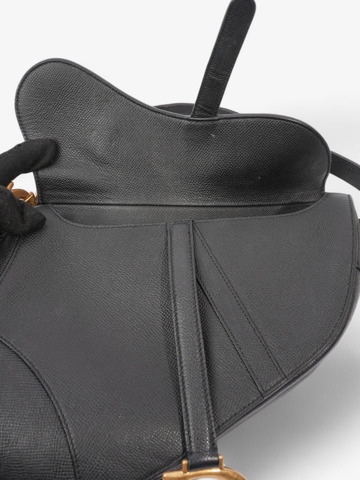 Christian Dior Saddle Bag Black Goatskin Leather