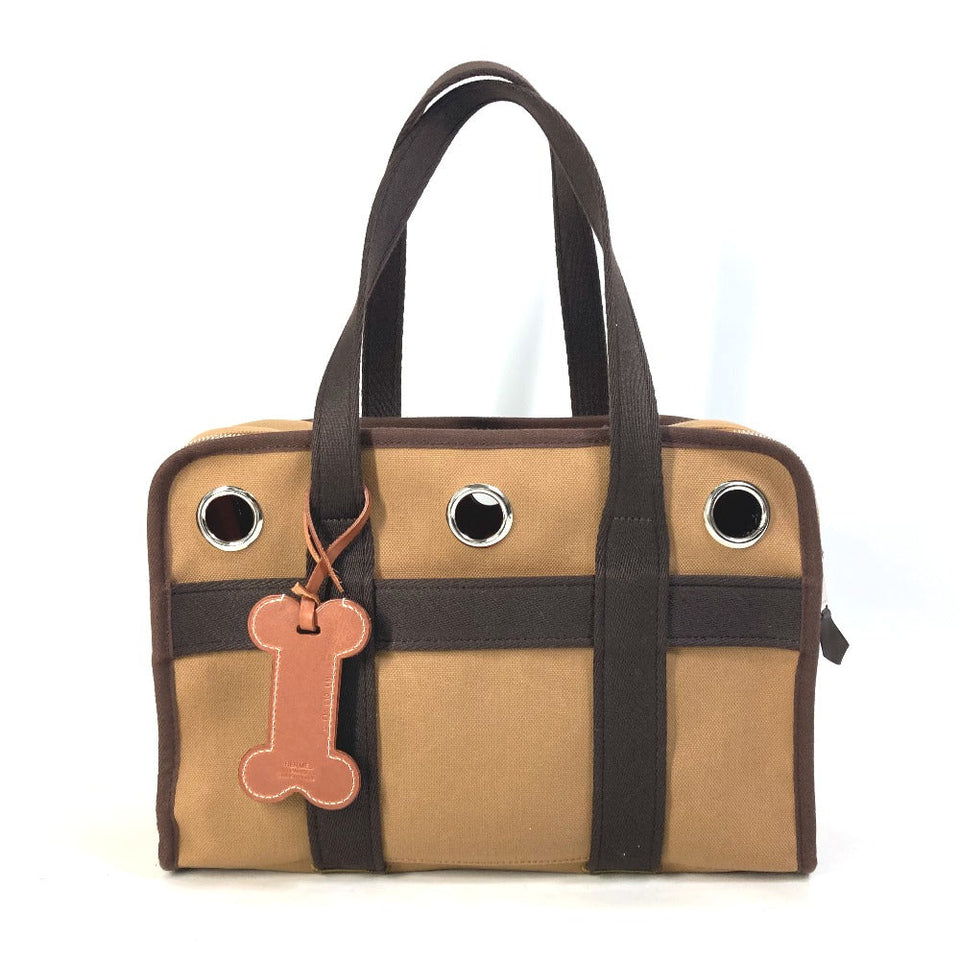 Hermes Boston Duffel bag Nylon, Cotton, Polyurethane Brown Pet Dog Tote Bag Bag for small dogs under 5kg Dog carry unisex(Unisex)