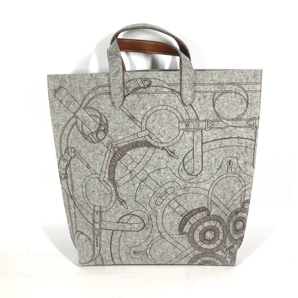 Hermes Tote Bag Felt, Leather gray Shoulder Bag Shoulder Bag Karimi GM