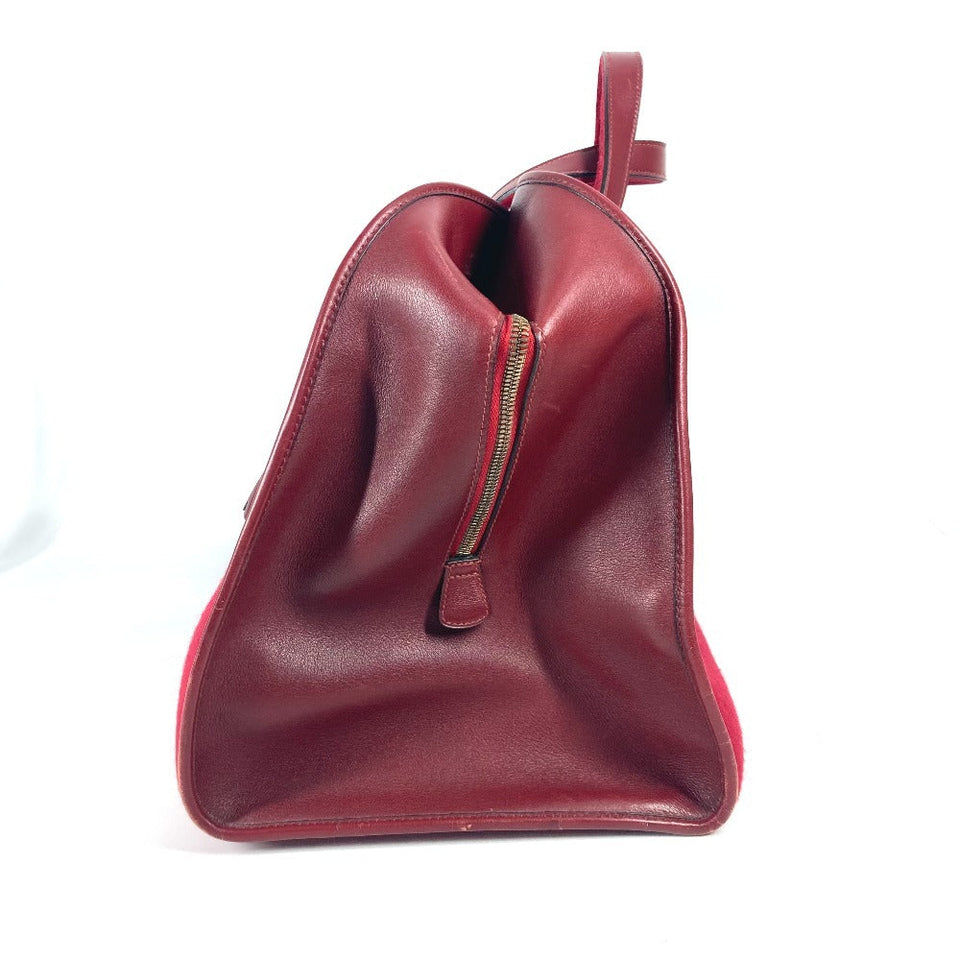 Hermes Boston Duffel bag Felt, Leather Red H punching logo Hood