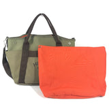 Hermes Tote Bag Leather / canvas khaki With bag-in-bag Sucked Pansage Groom Women