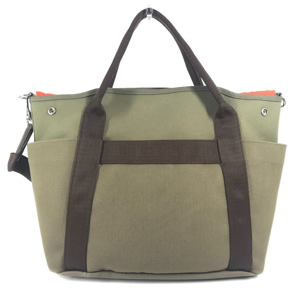 Hermes Tote Bag Leather / canvas khaki With bag-in-bag Sucked Pansage Groom Women
