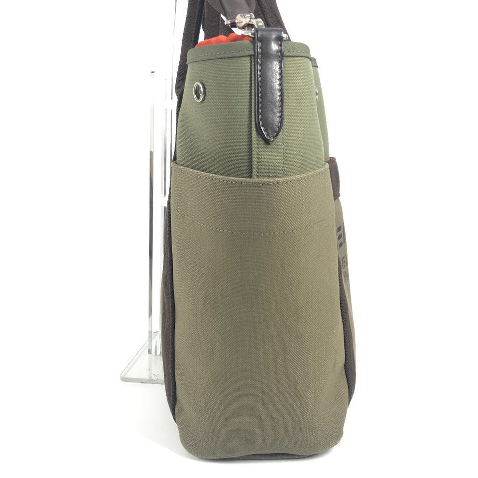 Hermes Tote Bag Leather / canvas khaki With bag-in-bag Sucked Pansage Groom Women