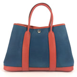 Hermes Tote Bag Leather / canvas blue Garden Party TPM