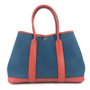 Hermes Tote Bag Leather / canvas blue Garden Party TPM