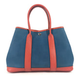 Hermes Tote Bag Leather / canvas blue Garden Party TPM
