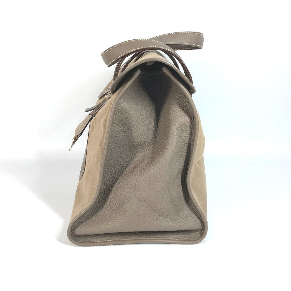 Hermes Handbag Leather / canvas gray Punching H logo Hood