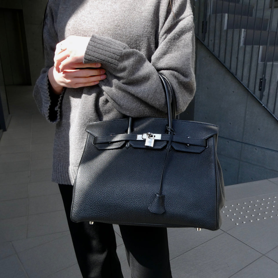 Hermes BIRKIN 35 Handbag Black Veau Crispe Togo