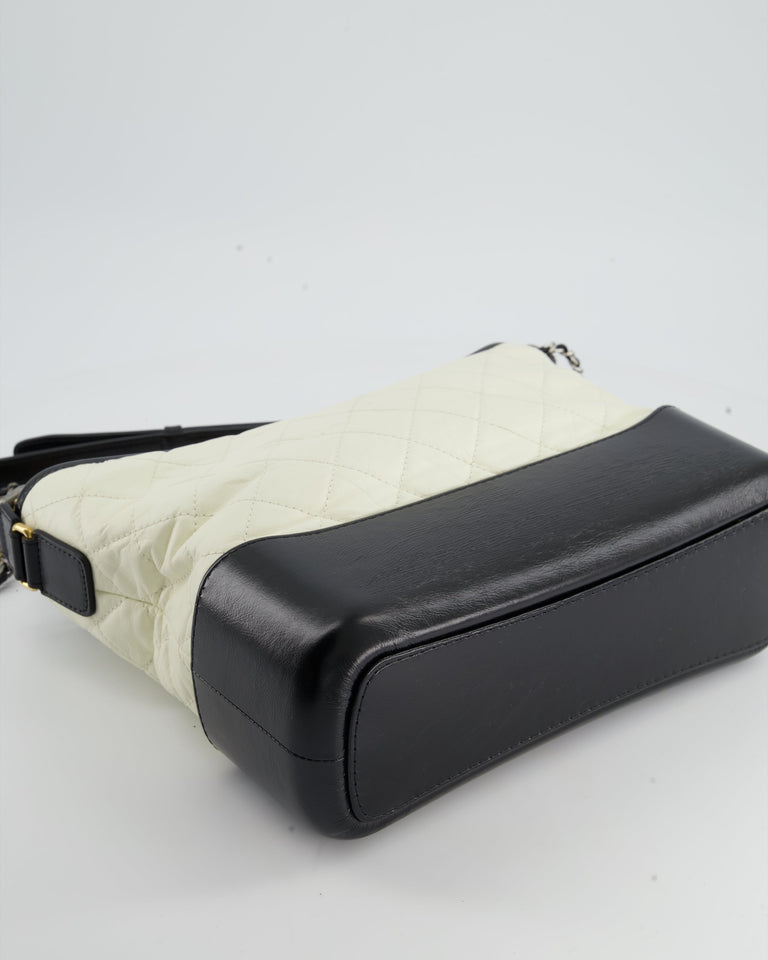 Chanel Gabrielle Medium Bag in White & Black Aged Calfskin – Bags Junction