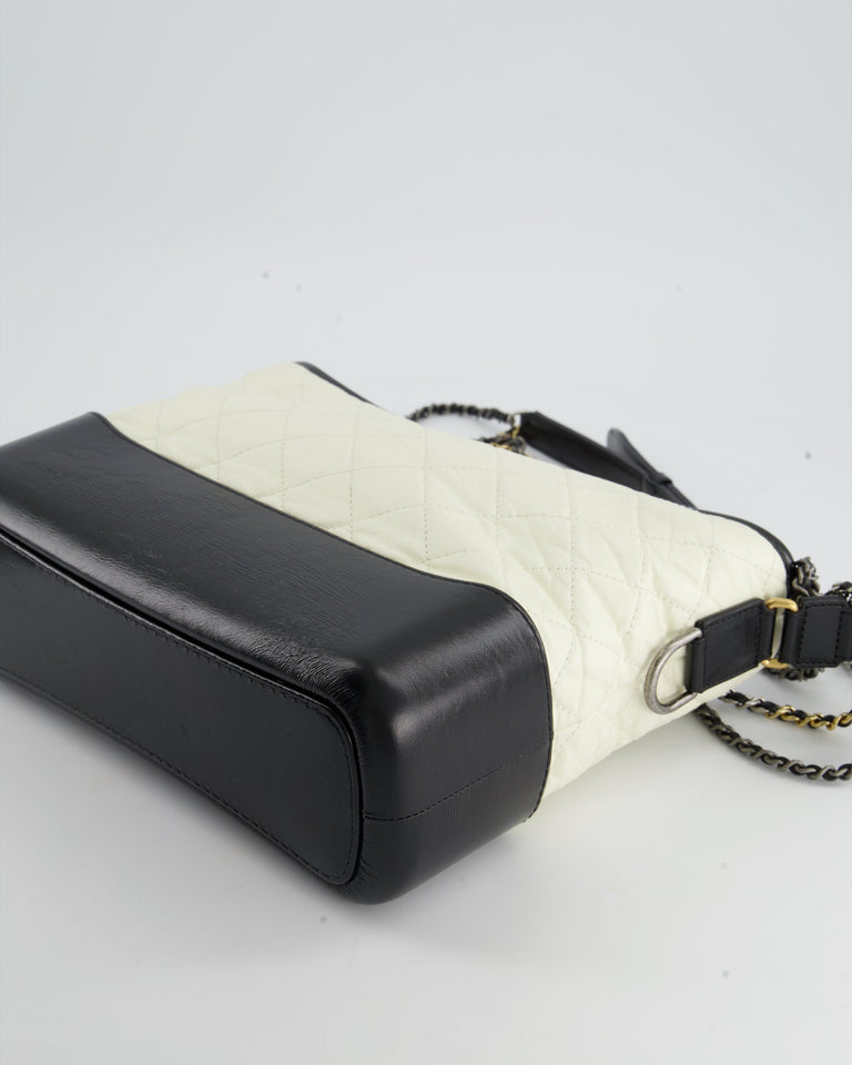 Chanel Gabrielle Medium Bag in White & Black Aged Calfskin – Bags Junction