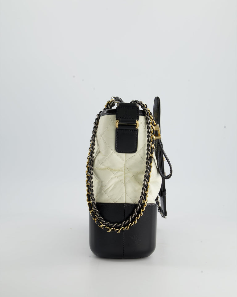 Chanel Gabrielle Medium Bag in White & Black Aged Calfskin – Bags Junction
