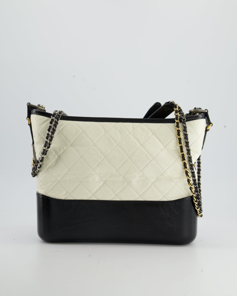 Chanel Gabrielle Medium Bag in White & Black Aged Calfskin – Bags Junction