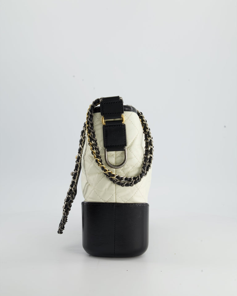 Chanel Gabrielle Medium Bag in White & Black Aged Calfskin – Bags Junction