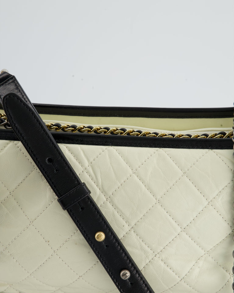 Chanel Gabrielle Medium Bag in White & Black Aged Calfskin – Bags Junction