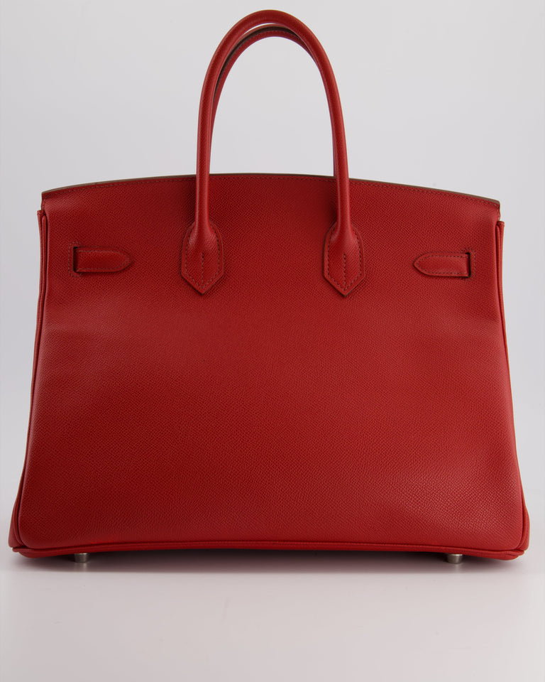 Hermes Birkin 35 Retourne Bag in Rouge Casaque Epsom Leather with Palladium Hardware