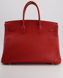 Hermes Birkin 35 Retourne Bag in Rouge Casaque Epsom Leather with Palladium Hardware