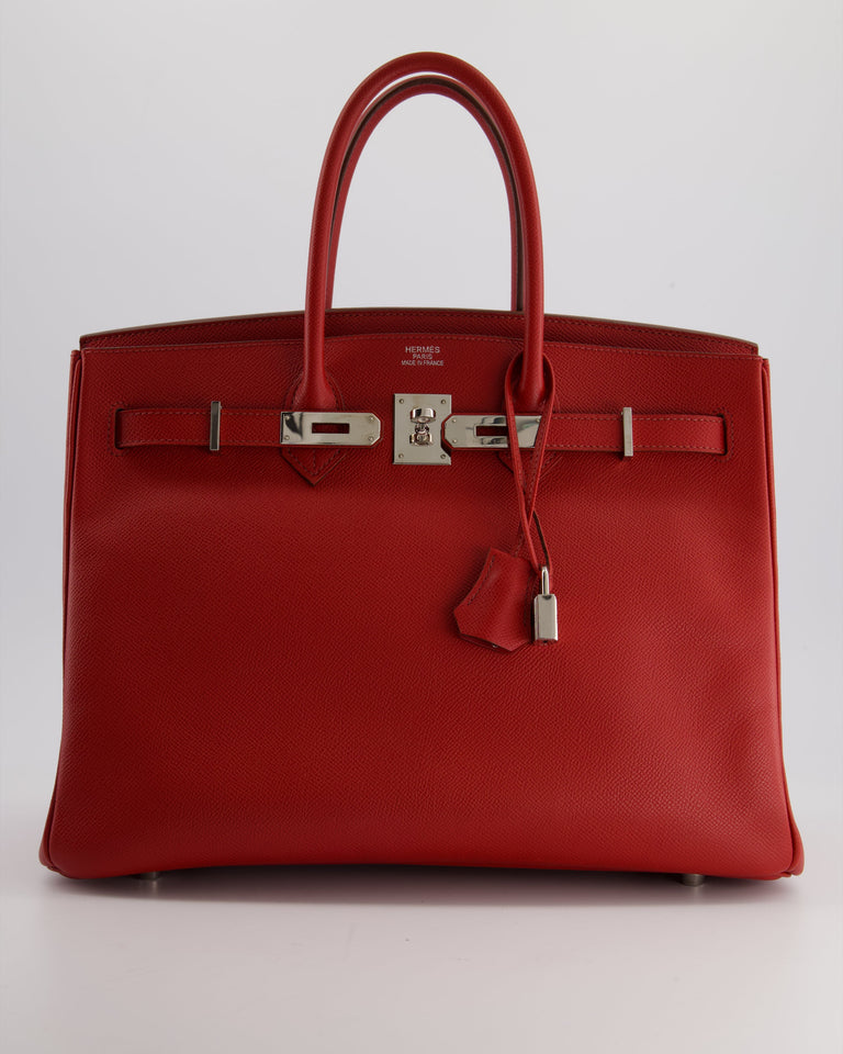 Hermes Birkin 35 Retourne Bag in Rouge Casaque Epsom Leather with Palladium Hardware