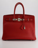 Hermes Birkin 35 Retourne Bag in Rouge Casaque Epsom Leather with Palladium Hardware
