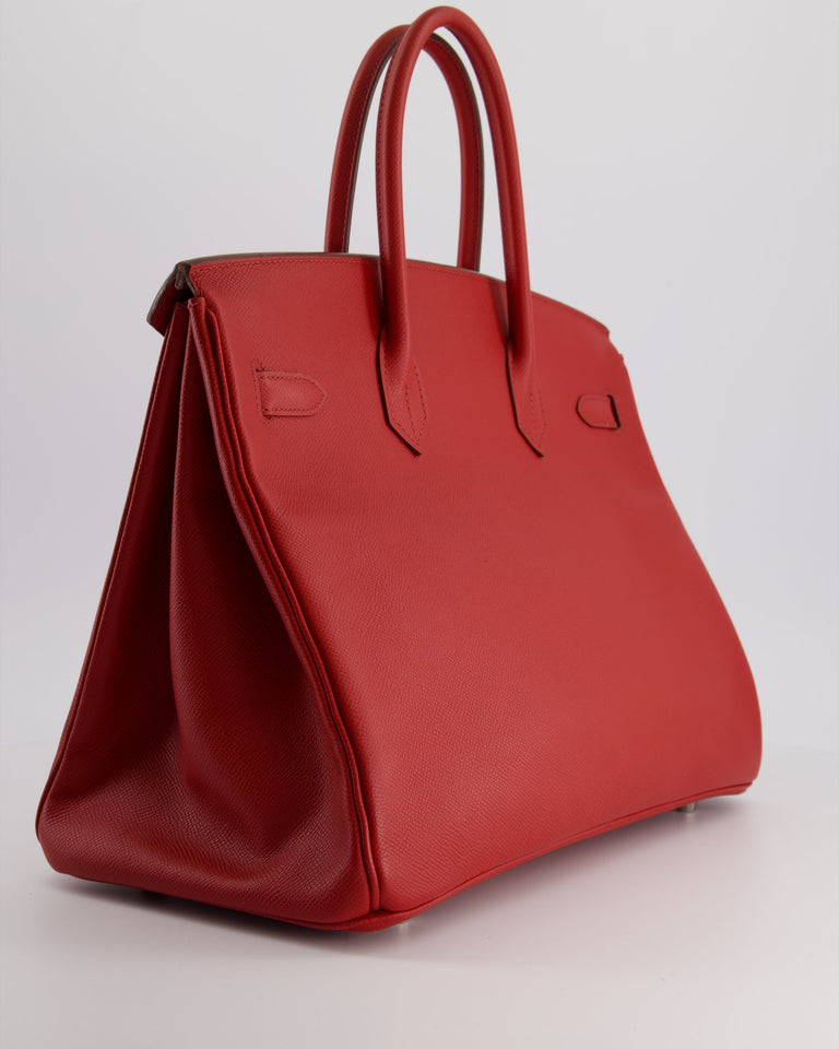 Hermes Birkin 35 Retourne Bag in Rouge Casaque Epsom Leather with Palladium Hardware