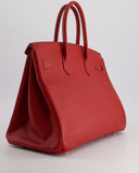 Hermes Birkin 35 Retourne Bag in Rouge Casaque Epsom Leather with Palladium Hardware