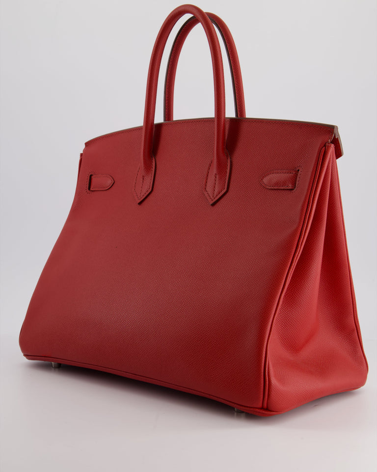 Hermes Birkin 35 Retourne Bag in Rouge Casaque Epsom Leather with Palladium Hardware