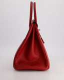 Hermes Birkin 35 Retourne Bag in Rouge Casaque Epsom Leather with Palladium Hardware
