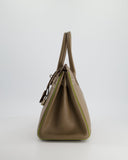 Hermes HSS Birkin 30 Retourne Bag in Etoupe & Vert Anis Chèvre Mysore with Brushed Palladium Hardware