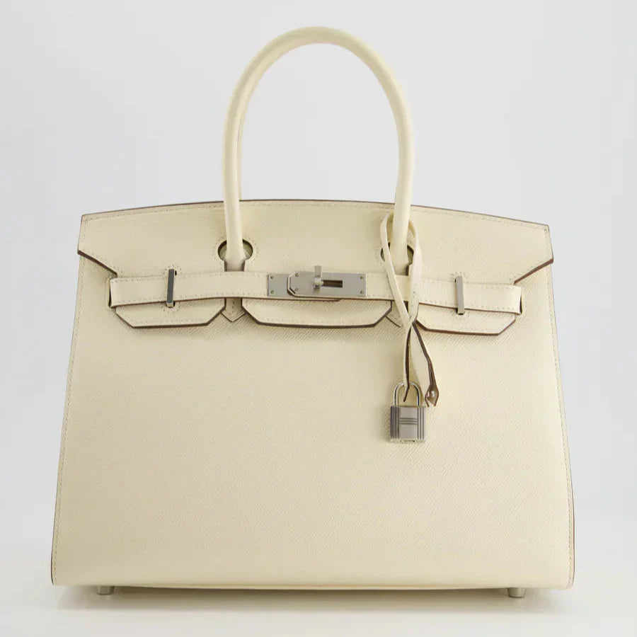 Hermes Birkin 30 Sellier Bag in Nata Epsom Leather With Palladium Hardware