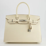 Hermes Birkin 30 Sellier Bag in Nata Epsom Leather With Palladium Hardware