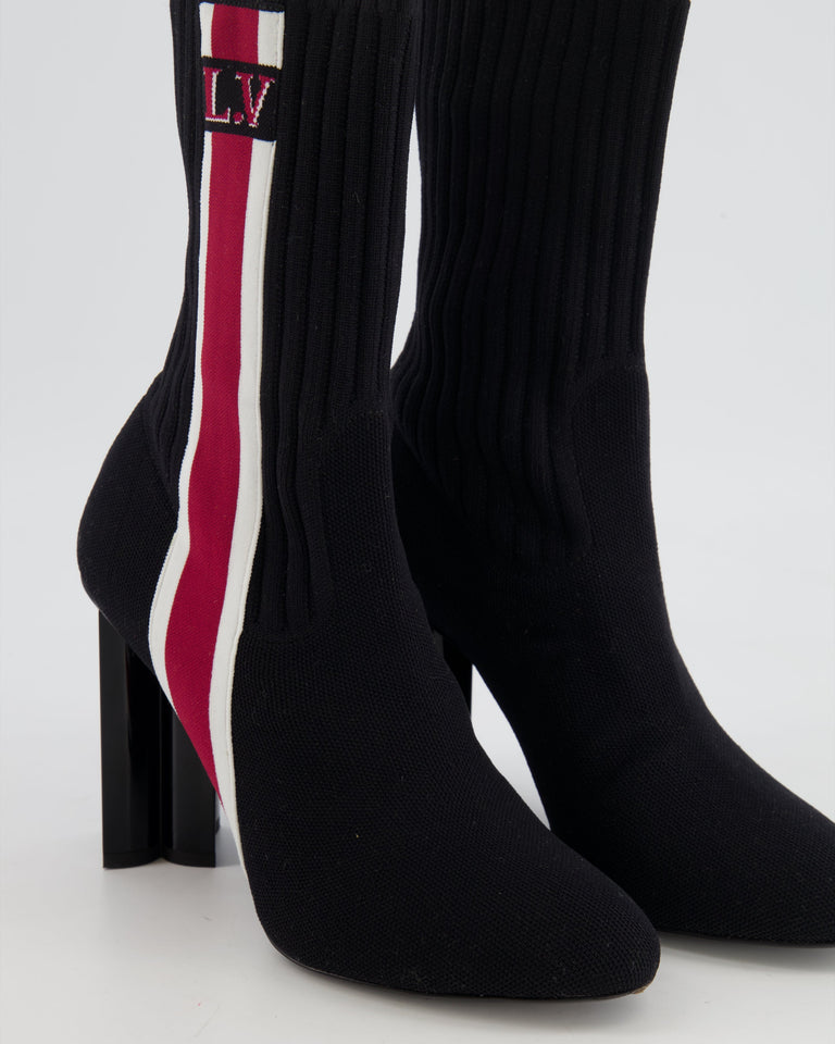 Louis Vuitton Black, Red and White Canvas Silhouette Ankle Boots Size EU 40 RRP £960