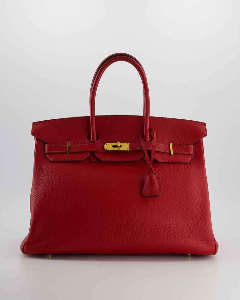 *FIRE PRICE* Hermes Birkin 35cm Retourne Bag in Rouge Clemence Leather with Gold Hardware