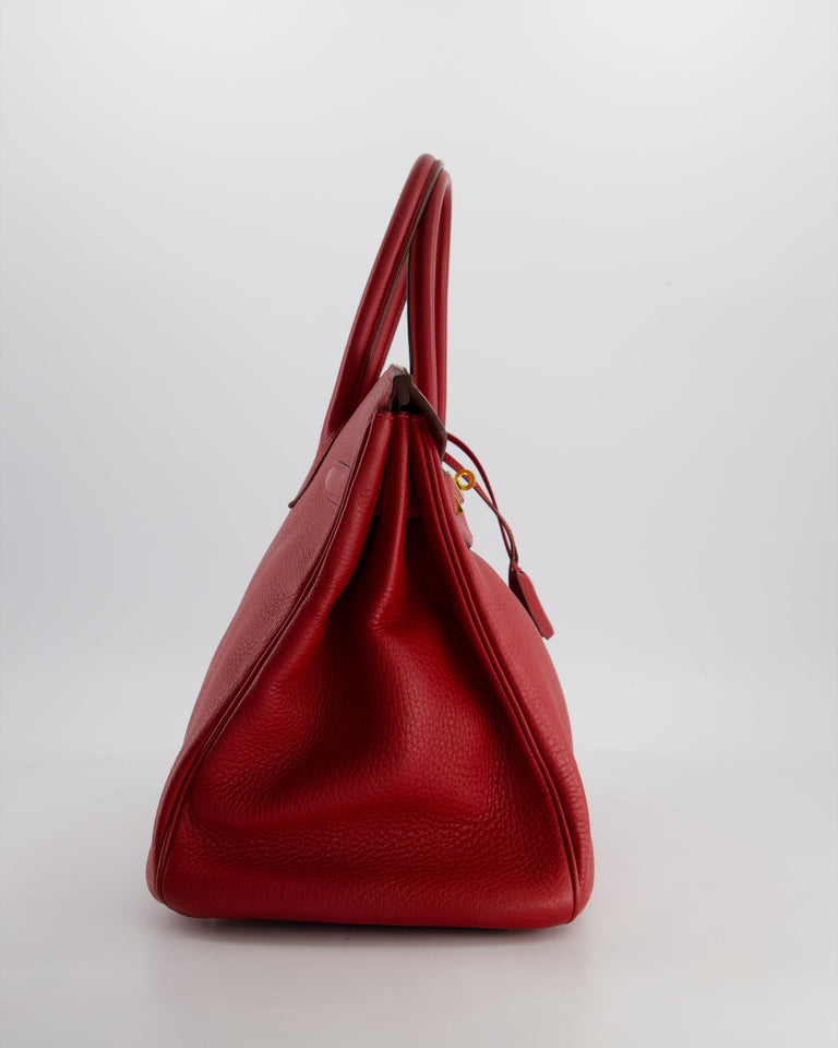*FIRE PRICE* Hermes Birkin 35cm Retourne Bag in Rouge Clemence Leather with Gold Hardware