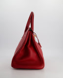 *FIRE PRICE* Hermes Birkin 35cm Retourne Bag in Rouge Clemence Leather with Gold Hardware