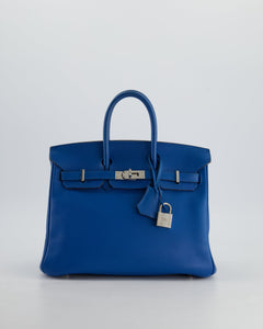 *FIRE PRICE* Hermes Birkin 25 Retourne Bag in Bleu De Galice Epsom Leather with Palladium Hardware