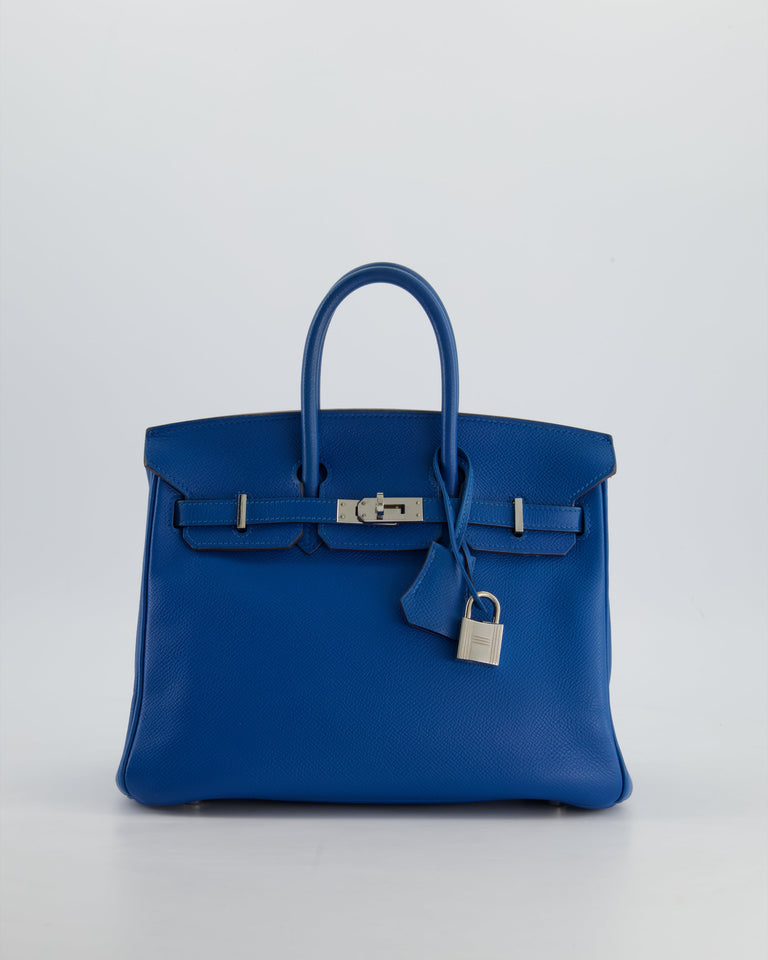 *FIRE PRICE* Hermes Birkin 25 Retourne Bag in Bleu De Galice Epsom Leather with Palladium Hardware