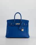 *FIRE PRICE* Hermes Birkin 25 Retourne Bag in Bleu De Galice Epsom Leather with Palladium Hardware