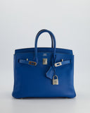 *FIRE PRICE* Hermes Birkin 25 Retourne Bag in Bleu De Galice Epsom Leather with Palladium Hardware