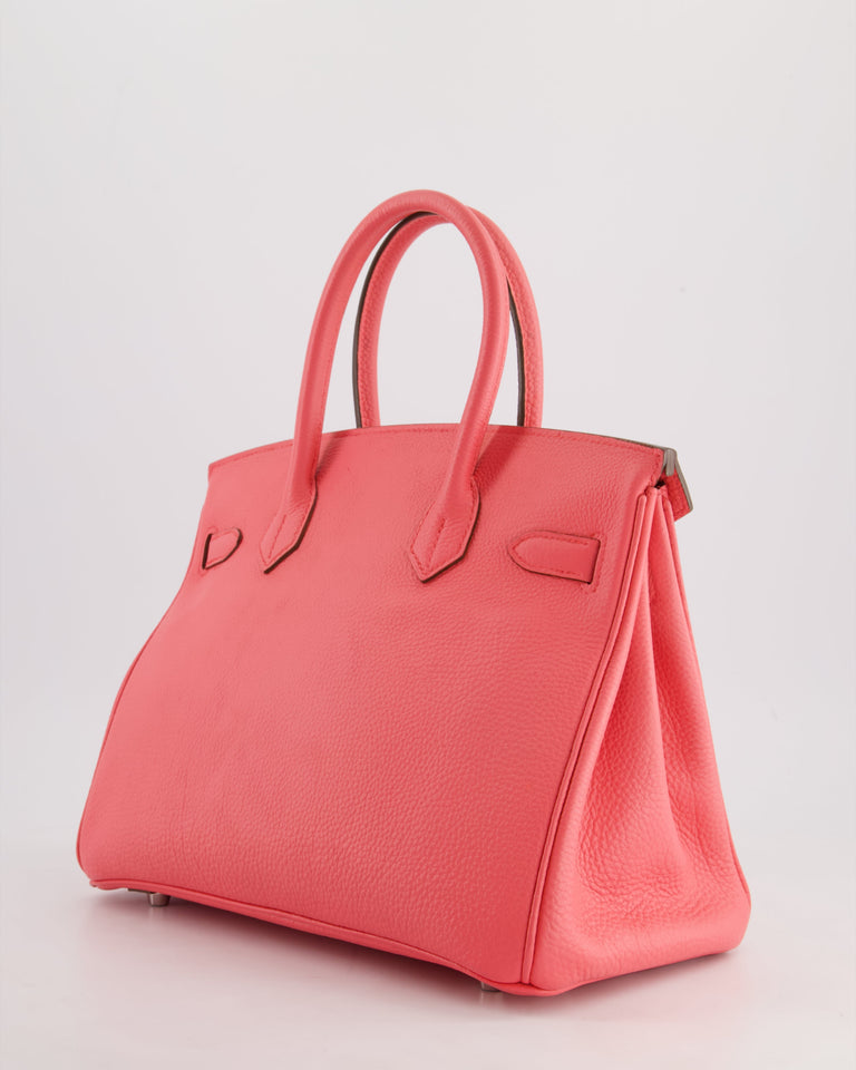 Hermes Birkin 30cm Retourne Bag in Rose Lipstick Togo Leather and Palladium Hardware