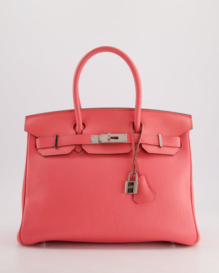 Hermes Birkin 30cm Retourne Bag in Rose Lipstick Togo Leather and Palladium Hardware