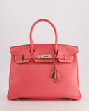 Hermes Birkin 30cm Retourne Bag in Rose Lipstick Togo Leather and Palladium Hardware