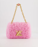 Louis Vuitton Candy Pink Shearling LV Twist PM Bag with Gold Hardware